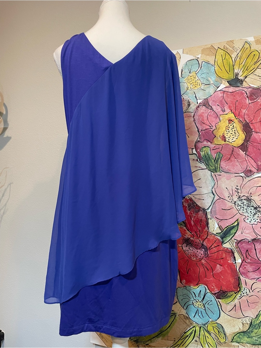 bebe Bright Royal Blue Flowy fully lined asymmetrical size XL - Picture 4 of 6